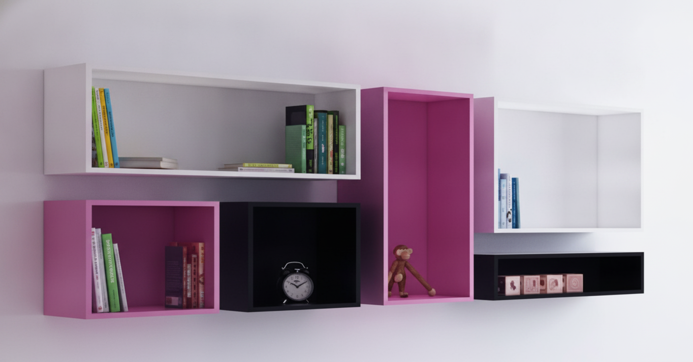Box étagère Composition rose